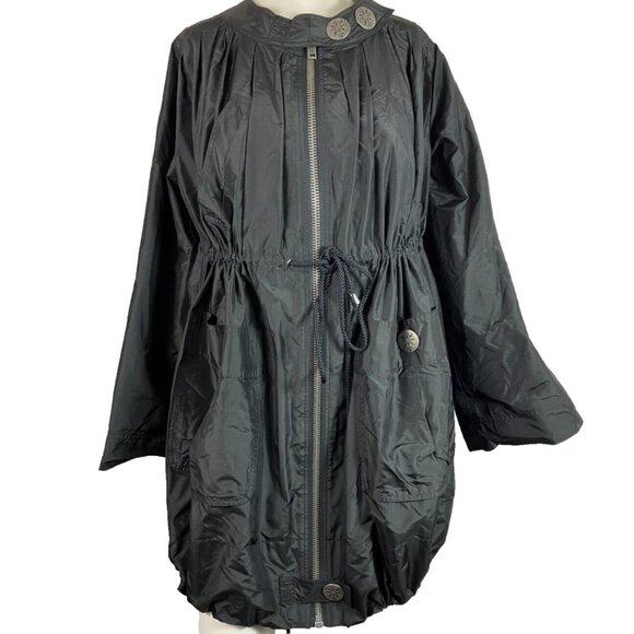 $$$ 6 Thomas Wylde 100% Silk Toggle Drawstring Balloon Parka Jacket Coat Black